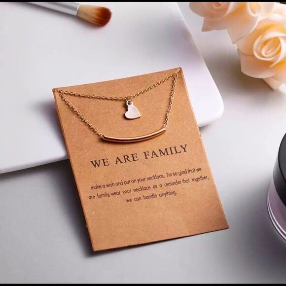 NEW … Gold “WE ARE FAMILY” Necklace With Inspirational Card - Picture 1 of 1